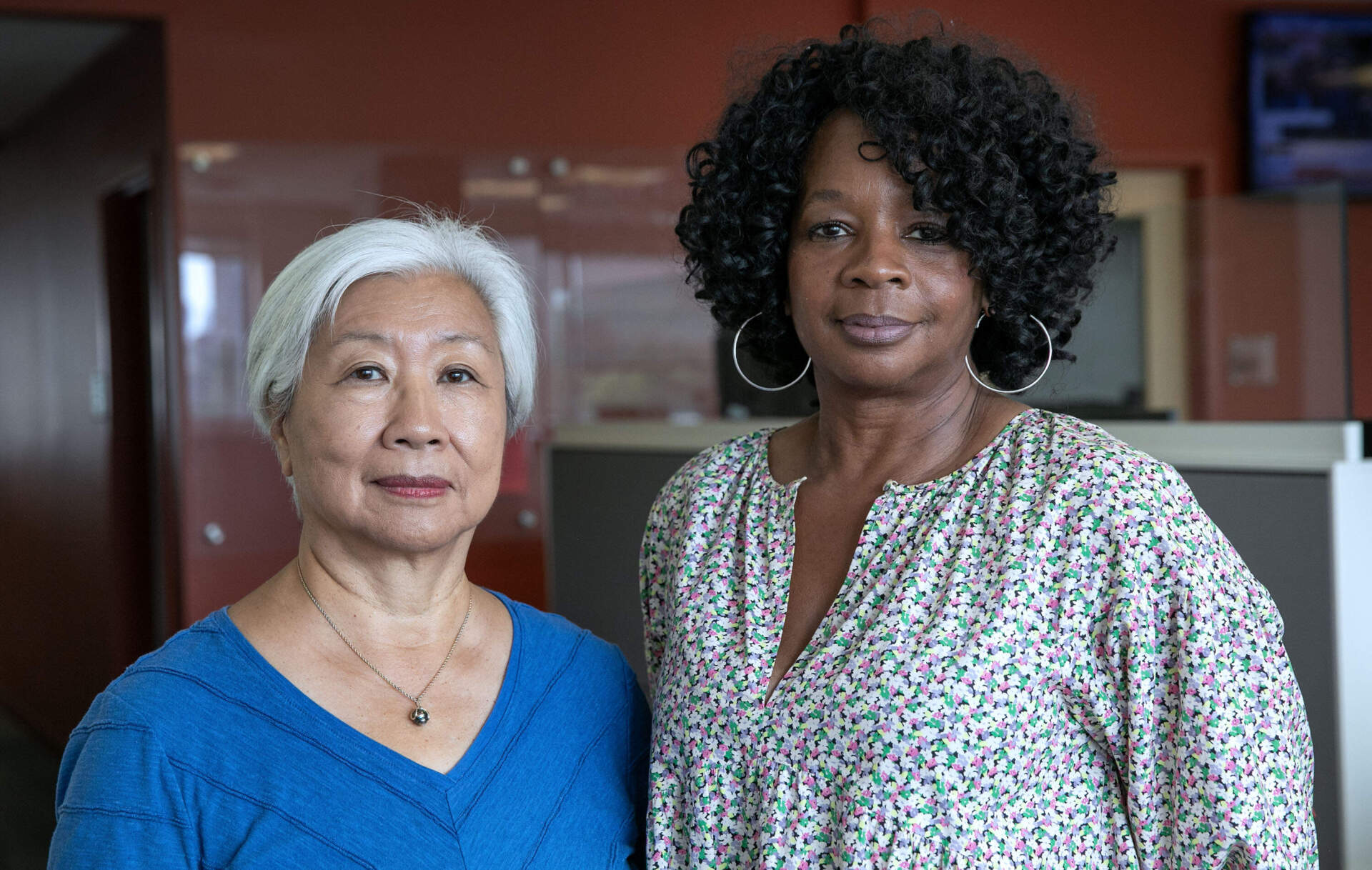 Suzanne Lee and Leola Hampton at WBUR's studios in Boston. (Robin Lubbock/WBUR)