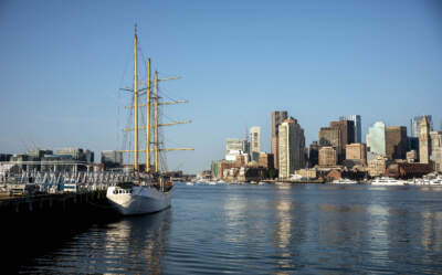 The Tall Ship oyster bar on Pier One in East Boston. (Robin Lubbock/WBUR)