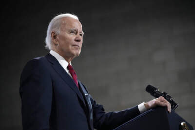 President Biden pauses as he speaks at the Steamfitters Local 602 in Springfield, Va., on Jan. 26, 2023. (Andrew Harnik/AP)