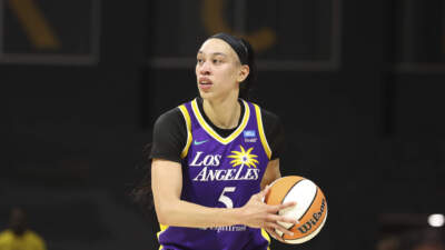 Los Angeles Sparks forward Dearica Hamby against the Atlanta Dream during a WNBA basketball game. (Jeff Lewis/AP)