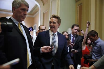 Sen. Jeff Flake R-Ariz., leaves a Republican meeting, Thursday, June 22, 2017, on Capitol Hill in Washington. (AP Photo/Jacquelyn Martin)