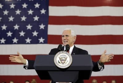 Vice President Mike Pence speaks at the Wylam Center of Flagship East, Friday, Sept. 22, 2017, in Anderson, Ind. (AP Photo/Darron Cummings)