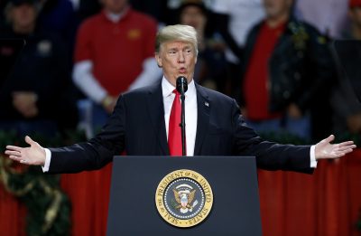 President Donald Trump speaks during a rally in Pensacola, Fla., Friday, Dec. 8, 2017. (Jonathan Bachman/AP)