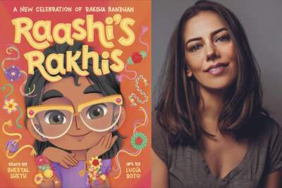 The cover of &quot;Raashi's Rakhis&quot; and author Sheetal Sheth. (Courtesy)