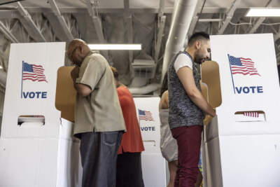 People voting at a polling place. (Getty Images)