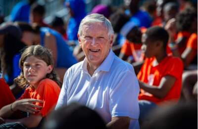 Jack Connors with students at Camp Harbor View. (Courtesy Camp Harbor View)