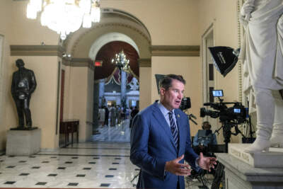 Rep. Seth Moulton D-Mass., speaks with the news media, on Capitol Hill in Washington on July 9. (Cliff Owen/AP)