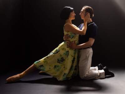 Samantha Barnes and Jack Mullen as Lise Bouvier and Jerry Mulligan in “An American in Paris” at the Reagle Music Theatre in Waltham. (Courtesy Neil Scott/Reagle Music Theatre)