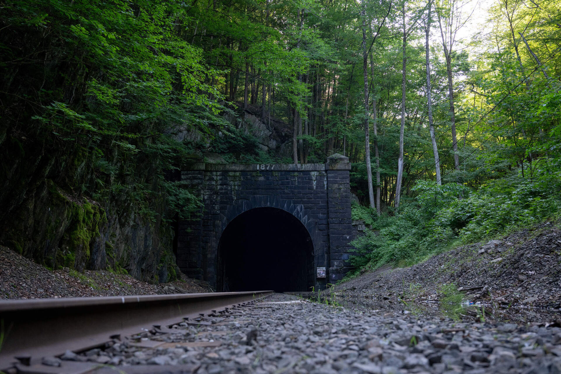 The east entrance of the Hoosac Tunnel in Florida, Mass. in June 2024. (Raquel C. Zaldívar/New England News Collaborative)